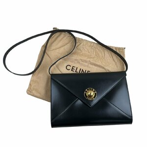 USED CELINE セリーヌ スターボール 2WAY ショルダーバッグ クラッチバッグ ブラック × レッド レディース レザー カバン 鞄