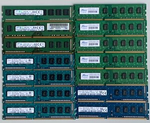 【中古/簡易確認】DDR3メモリ 4GB 14枚 メーカー・規格混在 / Samsung 3種3枚 SK Hynix 2種6枚 ASint 5枚 / non-ECC Unbuffered