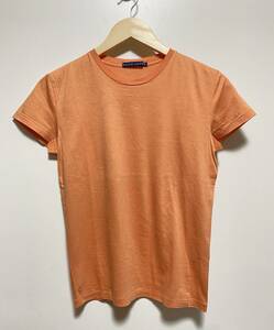 ● RALPH LAUREN レディース クルーネック 半袖 Tシャツ M オレンジ 無地 刺繍 ジンプル カットソー インパクト21
