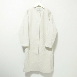 美品 N. Natural Beauty Basic エヌ ナチュラルビューティーベーシック 23AW ロング コート ノーカラージャケット S ホワイト 092 ◆