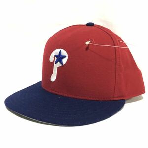【デッドストック】USA製 NEWERA 59FIFTY 90s ニューエラ MLBフィリーズ ベースボールキャップ 7 3/8 （58.7㎝）赤青 新品 帽子 CAP 廃盤