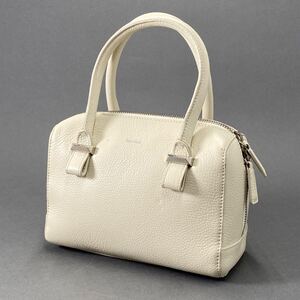 ☆j21 BELLMER ベルメール レザーハンドバッグ シボ革 本革 ホワイト white レディース 女性用 鞄 カバン leather hand bag