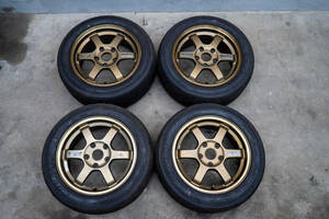 ※再出品 RAYS TE37 15インチ PCD114.3 5穴 7J +35 ディレッツァ 03G 21年 (R3コンパウンド) 195/55 R15