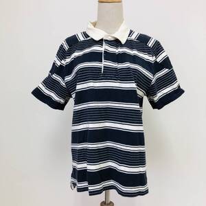 z1594 良品 Gap ギャップ ポロシャツ 半袖 綿100％ ネイビー オフホワイト ボーダー メンズ シンプル 万能 ベーシックカジュアルスタイル