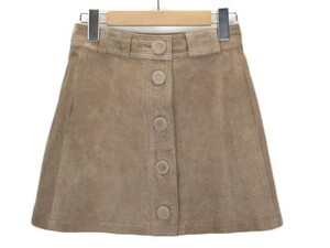 クローディピエルロ CLAUDIE PIERLOT スカート 台形 スエード レザー PIG SUEDE 0 ベージュ レディース