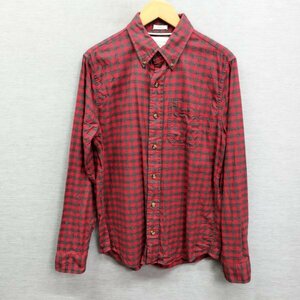 C193 Abercrombie & Fitch アバクロンビー&フィッチ 長袖 ボタンダウン ブロック チェック シャツ S レッド系 コットン A＆F アメカジ