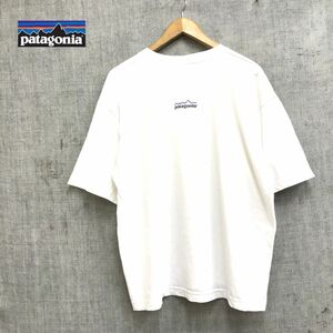 G2629-N◆old◆90s USA製 patagonia パタゴニア 半袖Tシャツ カットソー ロゴ プリント ◆sizeL ホワイト 白 コットン ポリエステル