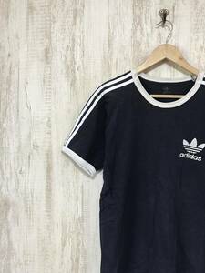 560☆【スリーストライプ トレフォイルロゴTシャツ】adidas アディダス ヴィンテージ 古着 M 紺