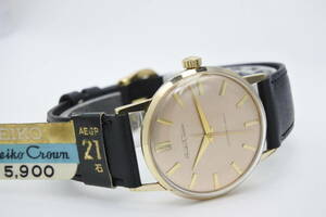 稀少モデル☆1960年製 SEIKO セイコー CROWN Ref.J14036 EGP20M ２１石手巻紳士腕時計手 稀少ピンクゴールド文字盤 中古逸品