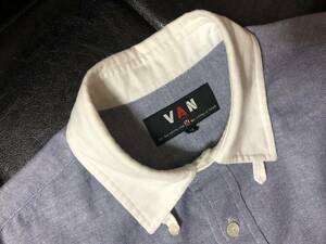 ☆VAN JAC ヴァンヂャケット オックスフォード 長袖クレリックシャツ Mサイズ 100％トラッド　VAN JACKET INC.