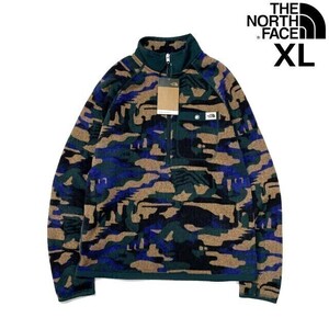 1円～!売切!【正規新品】THE NORTH FACE◆PRINTED GORDON LYONS 1/4ZIP フリース プルオーバー US限定 ロゴパッチ(XL)緑 茶 迷彩 181024-15