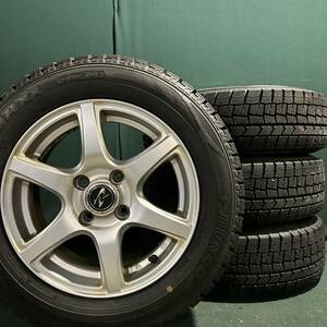 イボ付きほぼ新品★ 5000円START★ 175/65R14 ダンロップ WM02 スタッドレス パッソ ヴィッツ フィット キューブ ノート デミオ コルト等