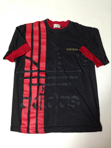 極美品■adidas アディダス 80s ビックプリント トレフォイル Tシャツ デサントOLD ビンテージ DESCENTE