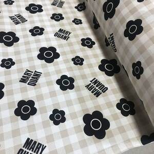 日本製　2m　MARY QUANT⑰　ベージュ　花柄　オックス　生地　ハギレ