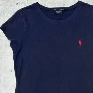 00s RALPH LAUREN SPORT Tシャツ ラルフローレンスポーツ　　00年代 半袖 シンプル 刺繍ワンポイント インナーにも レディース 柳10126