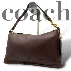 美品　オールドコーチ　COACH ハンドバッグ　グラブタンレザー　茶色 ステッチ