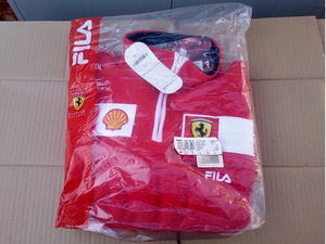 ★Ferrari／FILA★HALF ZIP SWEAT 襟半開スウェット 赤色 M size（USA）イタリア製 未使用 長期保管品！