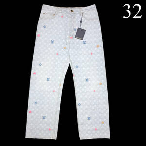 32　ルイヴィトン 24SS モノグラム デニム タイラー LV Tyler LOUIS VUITTON ザタイラー Monogram Denim Pants 水色　アイスブルー　