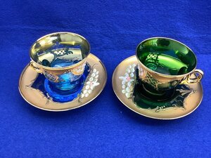 MURANO/ムラノ カップ＆ソーサー/ヴェネチアンガラス/イタリア製 ２点まとめ 中古品 ACB