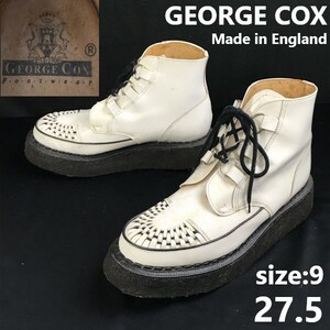 イングランド製★GEORGE COX/ジョージコックス★クリーパー/ラバーソールブーツ【9/27.5/white/白】chukka/Leather/boots/shoes◆sWB123-11