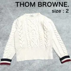 【希少】 THOM BROWNE. ケーブル編みニット アイボリー トリコロール