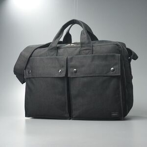 GQ9335◎PORTER ポーター 吉田カバン SMOKY スモーキー 2WAY 592-06361 オーバーナイト ブリーフケース ビジネスバッグ 鞄 ブラック系