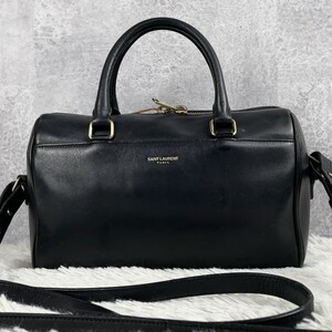 極美品 Saint Laurent サンローラン ベイビーダッフル 2WAY ハンドバッグ トート ボストン ビジネス ショルダー オールレザー ファスナー 