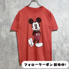 古着 used　Disney　ディズニー　半袖プリントTシャツ　赤　Mickey　ミッキーマウス　クルーネック