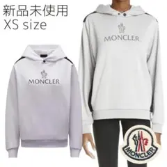 【新品未使用】MONCLER ロゴ パネル パーカー　XS　白　男女兼用 大きめ