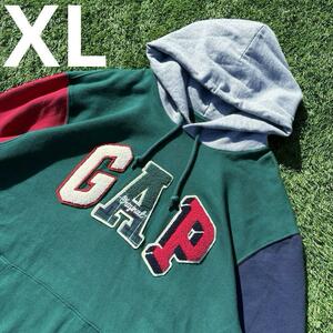 XL 極美品 綺麗 人気 GAP ギャップ パーカー カラーブロック マルチ クレイジー 2XL 3XL 限定 古着 ゆるだぼ オーバー ビッグ 00s Y2K