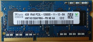 【中古】hynix　ノートパソコン用メモリ　４GB　PC3L-12800S-11-12-B4　2022050047
