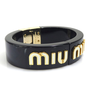 ミュウミュウ MIUMIU バングル アクリル ブラック h30499k