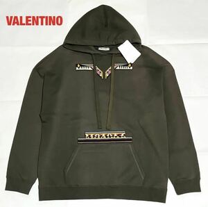 【新品】VALENTINO　ヴァレンティノ　プルオーバーパーカー　ビーズ刺繍　民族柄　タグ付き　デッドストック　オーバーサイズ　RV3MF01HATZ