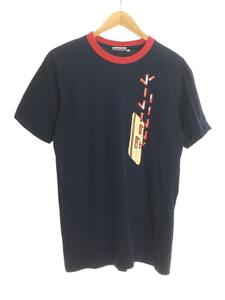 Reebok◆90s/プリントロゴ/リンガーネック/長袖Tシャツ/L/コットン/NVY/プリント