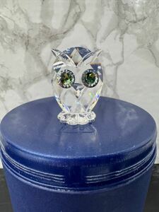 t☆スワロフスキー SWAROVSKI - スワロフスキークリスタル クリア×イエロー フクロウ 小物