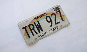 ★ハワイ直輸入★本物 ナンバープレート／ライセンスプレート 中古★TRW 927／ハワイアン雑貨／HAWAII/ALOHA STATE/内田理央 中村麗乃