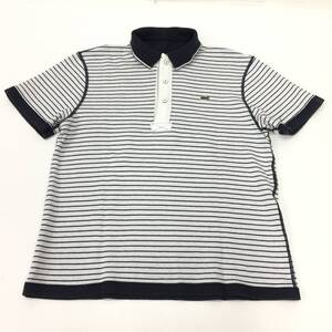 K19 LACOSTE ラコステ ２way リバーシブル ポロシャツ ボーダー 半袖 ショートスリーブ Tシャツ コットン ワッペン メンズ 白 紺 中古