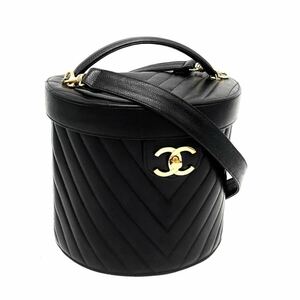 美品 CHANEL シャネル Vステッチ デカ ココマーク ターンロック 2way キャビアスキン ハンド ショルダー バニティ バッグ dD0133N