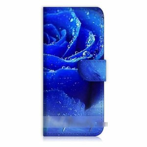 iPhone 5S 5C SE 青 薔薇 バラ 花柄 フラワー スマホケース 充電ケーブル フィルム付