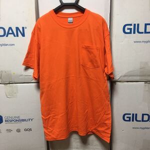 GILDAN オレンジ Mサイズ 半袖無地Tシャツ ポケット付き 6.0oz ギルダン