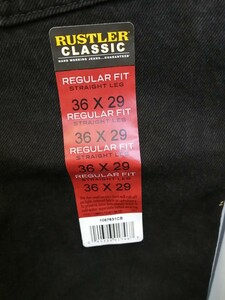 新品未着用 ラスラー ブラックデニム RUSTLER サイズ36 レングス29 Wrangler ストレート