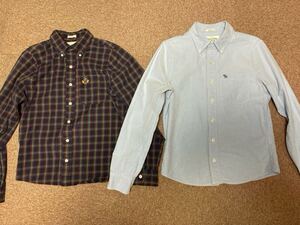 Abercrombie&Fitch アバクロ 長袖シャツ Sサイズ 2枚セット チェック柄 水色