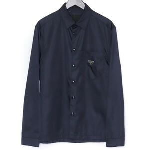PRADA RE-NYLON トライアングルロゴシャツジャケット Sサイズ ネイビー SC514 S202 1WQ8 プラダ ナイロン 三角プレート 長袖