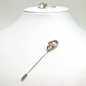 TASAKI(田崎真珠)テリ良し!《アコヤ本真珠ピンブローチ/タイタック》J 11.6g 約6.5mm珠 pearl パール necklace ジュエリー jewelry DC0/DE0