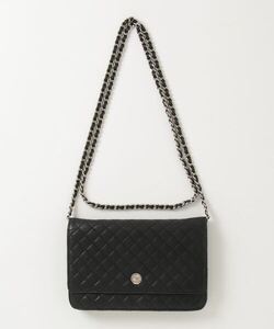 「CHANEL」 ラムスキン マトラッセ チェーンウォレット 財布 - ブラック レディース