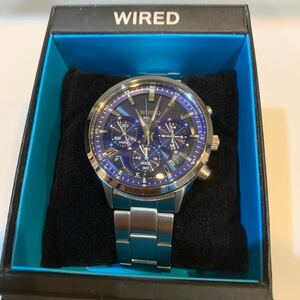 美品☆ソーラー☆送料込☆セイコー SEIKO ワイアード WIRED クロノグラフ メンズ腕時計 TOKYO SORA ブルー/シルバー VR42-KZC0 AGAD094