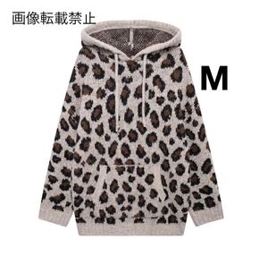 vintage ヴィンテージ レトロ レオパード 豹柄 ニット セーター パーカー トップス Mサイズ レディース★ZARA 好きな方に★秋冬新作 新品★