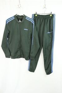 【Used】adidas アディダス 定番 人気 ATP型 トラックジャージ セットアップ 上下セット スポーツ ランニング 黒×水色 L ■ET23F0117