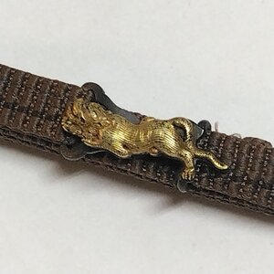 ◆◇時代物 明治金工 唐獅子 帯留 メーカー共箱◇◆装身具 小間物 古美術 骨董 工藝作家/伝統工芸工房 古董 アンティーク dbsy13270-c