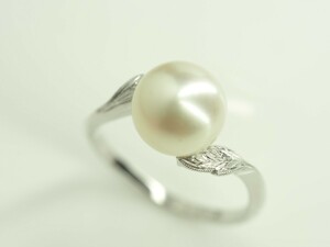 R069 MIKIMOTO　ミキモト　極上良質天然アコヤ本真珠リング　指輪　K14WG 9.5号　パール8.5mm珠　ヴィンテージ　アンティーク